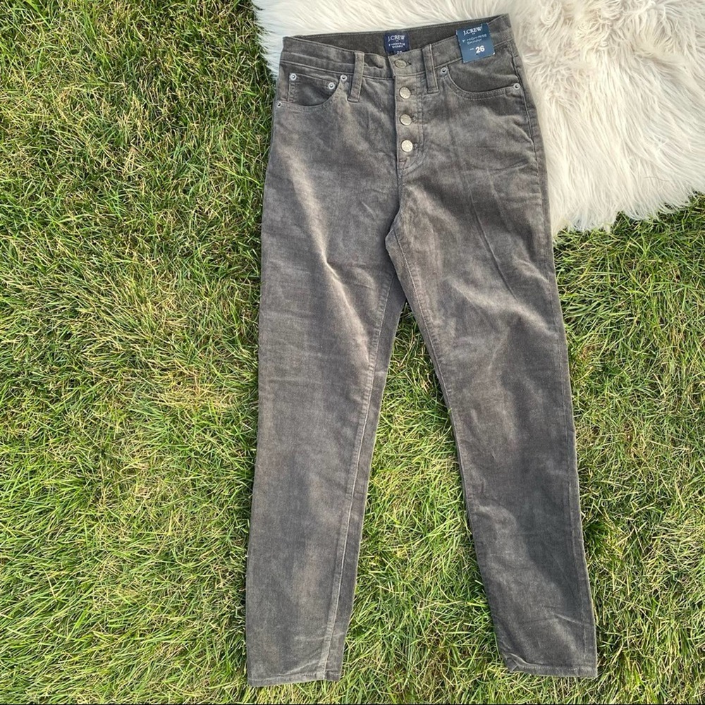 J. Crew gray corduroy 9” hi rise skinny pants 26